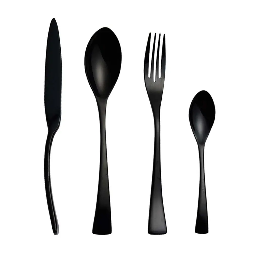 1Pcs Black Stainless Steel Dinner Fork Corrosion Resistant Anti Oxidation Western Tableware Food Serving Fork for