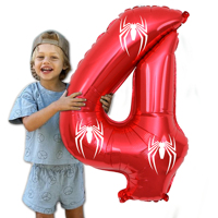 32 inch RED aluminum foil balloon, 3-8 year old spider themed black birthday aluminum foil balloon, birthday party decoration