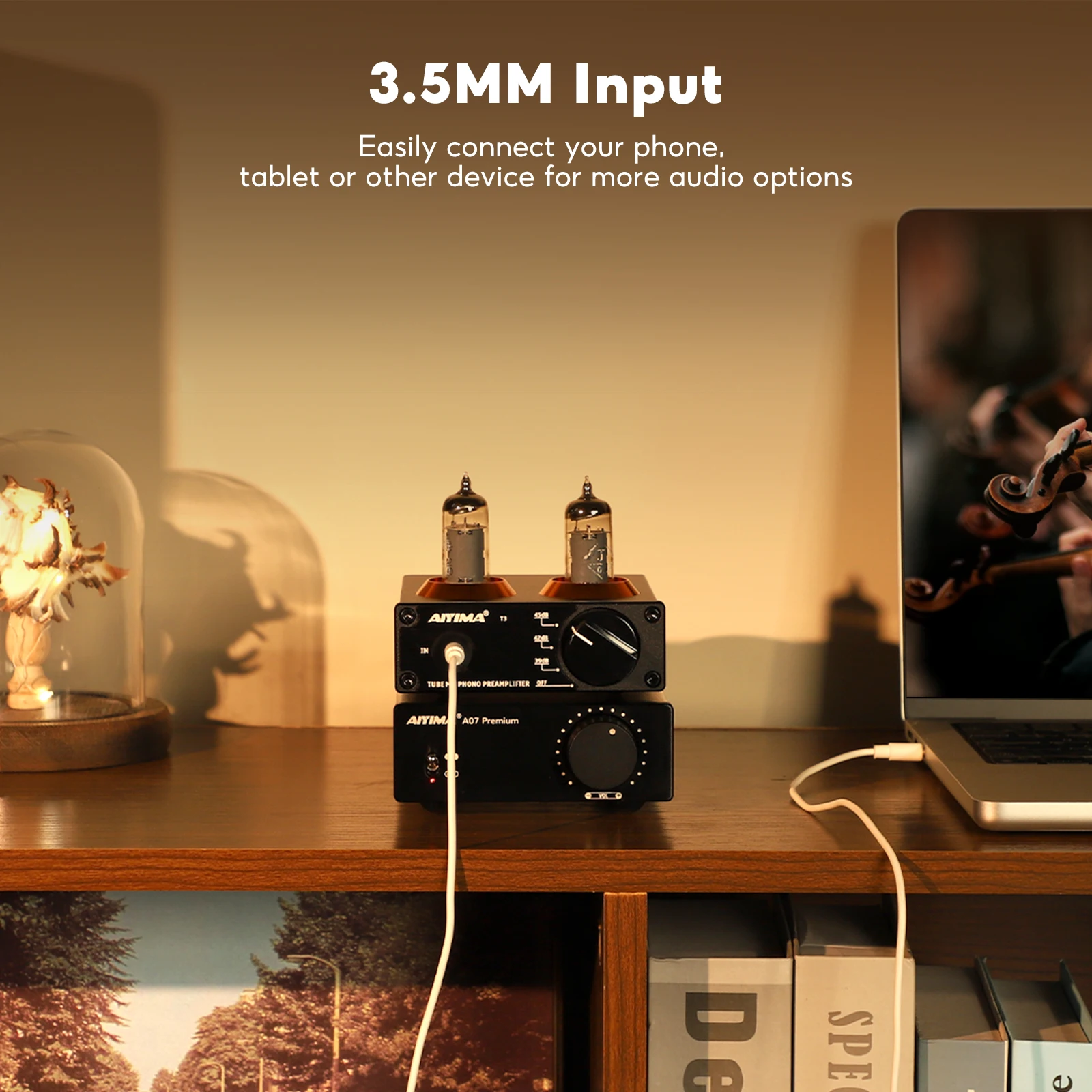 AIYIMA T3真空管プリアンプアンプ 6A2真空管 MMフォノ レコードプレーヤー ステレオプリアンプ ターンテーブルプリアンプ アンプ