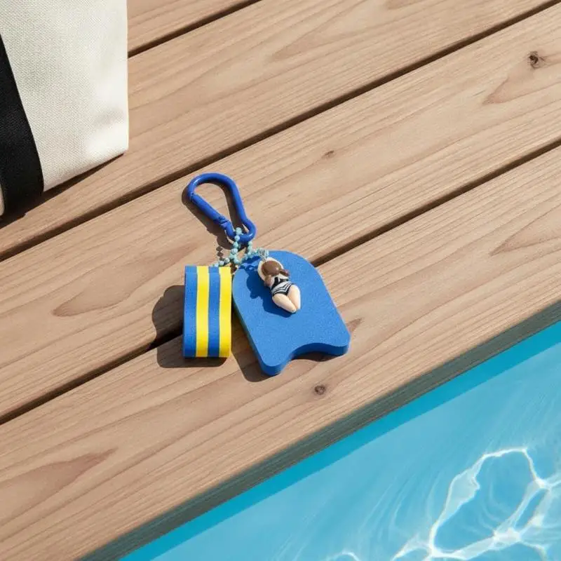 Sport Style Keychain Cute Swimming Girl Boy Pendant Backpcak Hanging Piece Bag Charm Car Key Chain Chic Accessories Gift A-J