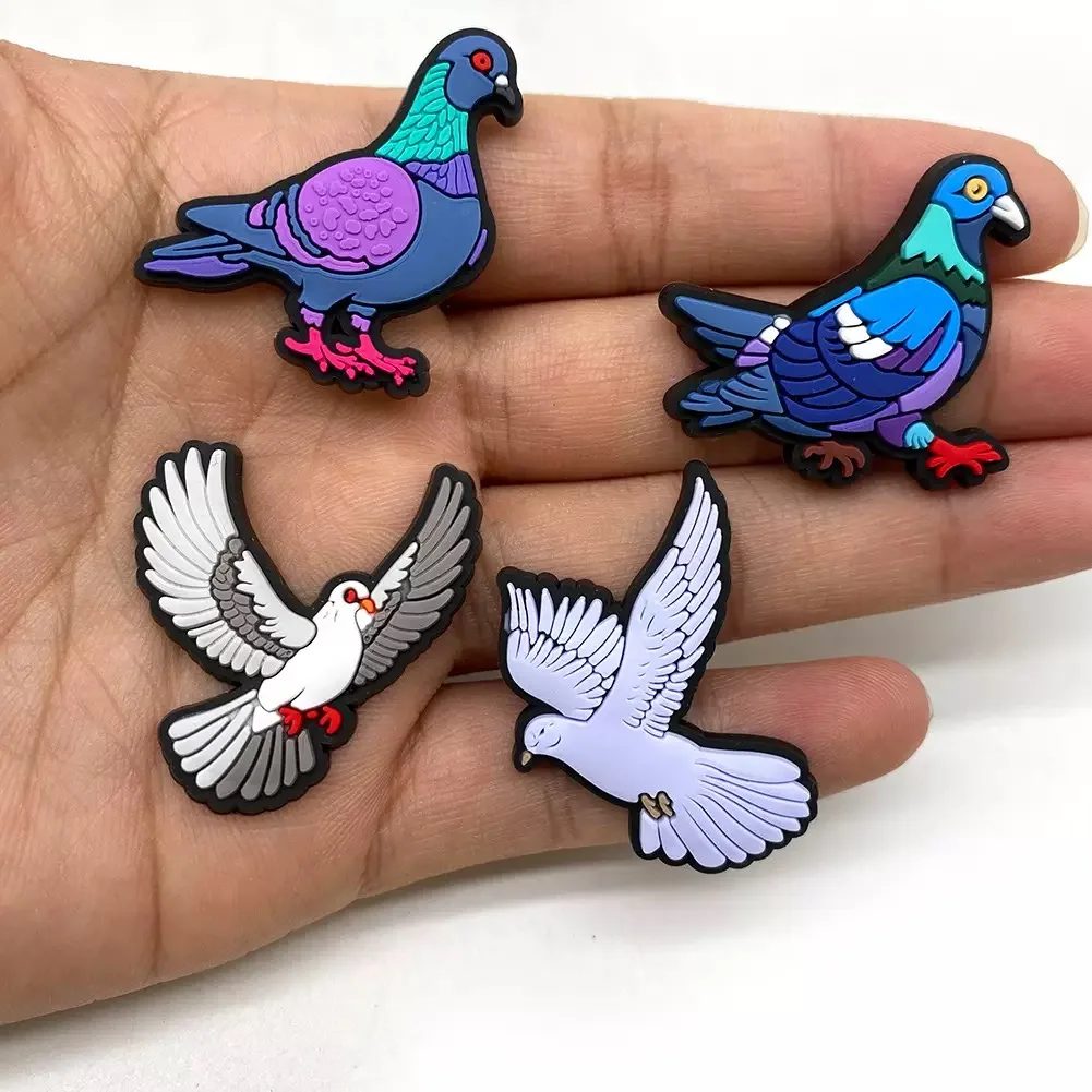 New Arrival 1-12Pcs Dove of Peace PVC Shoe Buckle Accessories Bird Pigeon Adult Clog Charms Fit Party Present