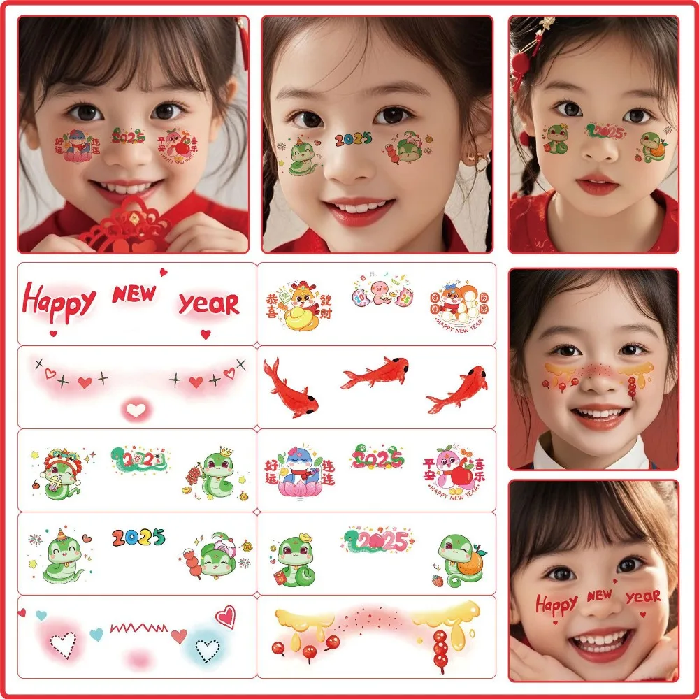 

6 Sheets New Glitter Face Tattoo Red Temporary Face Makeup Patches Waterproof DIY Tattoo Sticker Women