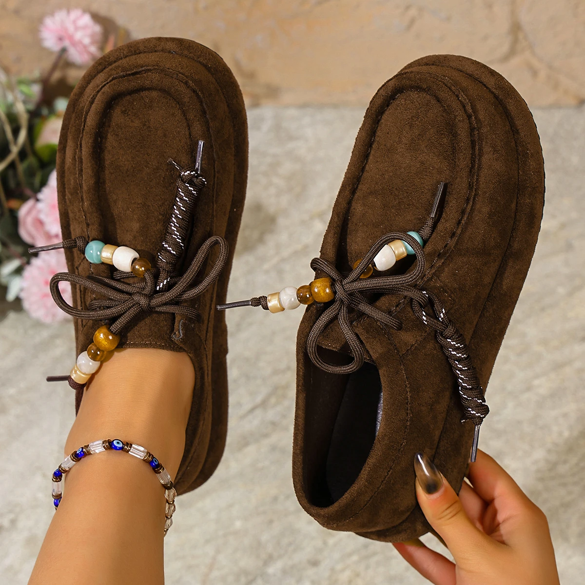 

Women Sneakers Spring Autumn Casual Flat Loafers All-Match Round Toe Sneakers Women New Retro Style Thick Bottom Shoes Women