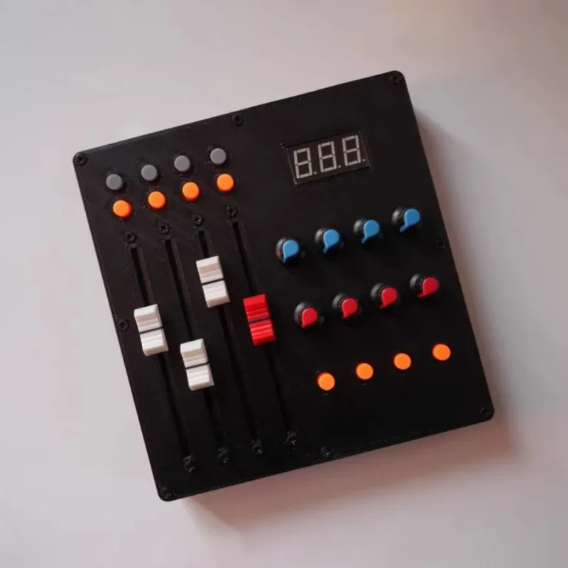 USB MIDI Controller 4 Faders 12 Pads 8 Knobs With CC Value Display USB-B Port For Music Production DAW