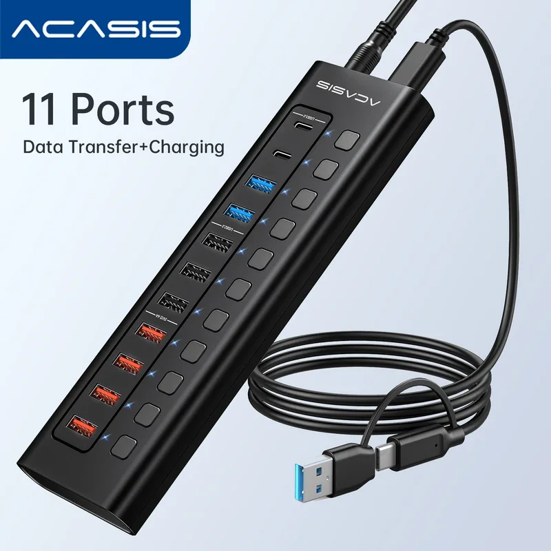 

Acasis USB-C Splitter 11 Ports USB Extender USB 3.0 2.0 For Keyboard Mouse Printer Type-C Docking Station For Laptop