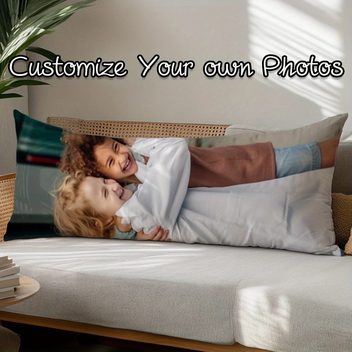 1 customized photo long pillow cover, polyester, double-sided printing, personalized gift for couples' anniversary Valentine's D