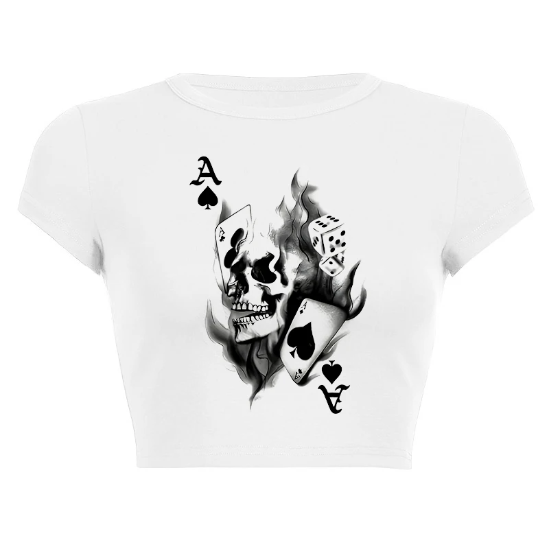 Y2k Moda Creativa Modello Comico Stampa Estetica Donna Tee Sexy Slim T-shirt a maniche corte Goth Harajuku Streetwear Crop Top