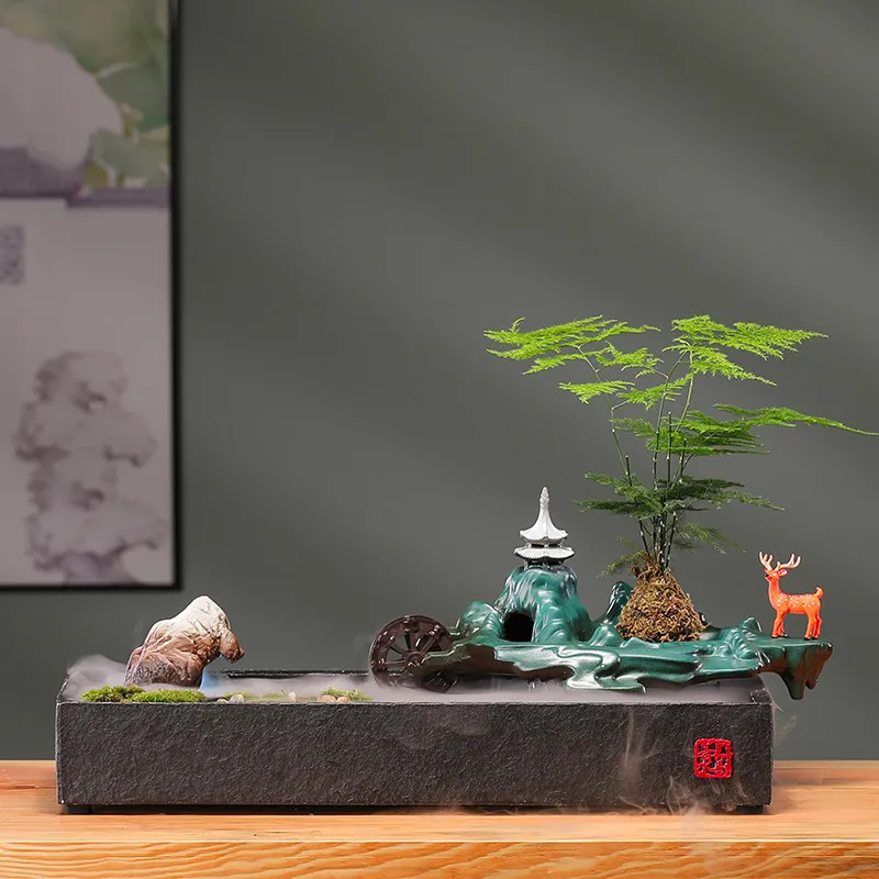1LMM， Creative Flow Ornament Circulating Water Lucky Feng Shui Wheel Office Coffee Table