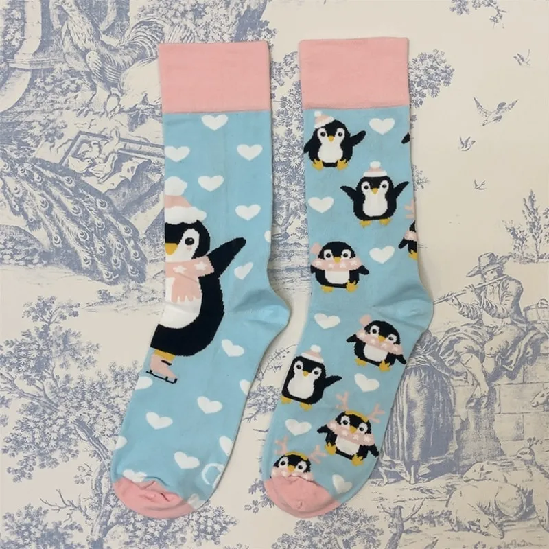 Skarpetki dla dorosłych Crew Cotton Silly Penguin Funny Lovely Cute Animal Antarctica Winter New Cartoon Original Design Street Fashion Sox — zdjęcie 5