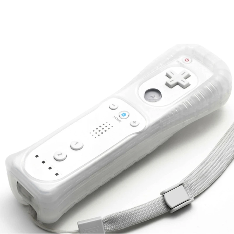 Straight Handle Remote Control Gamepad Wireless With Silicone Case Compatible For Nintendo Wii Controllerabgi