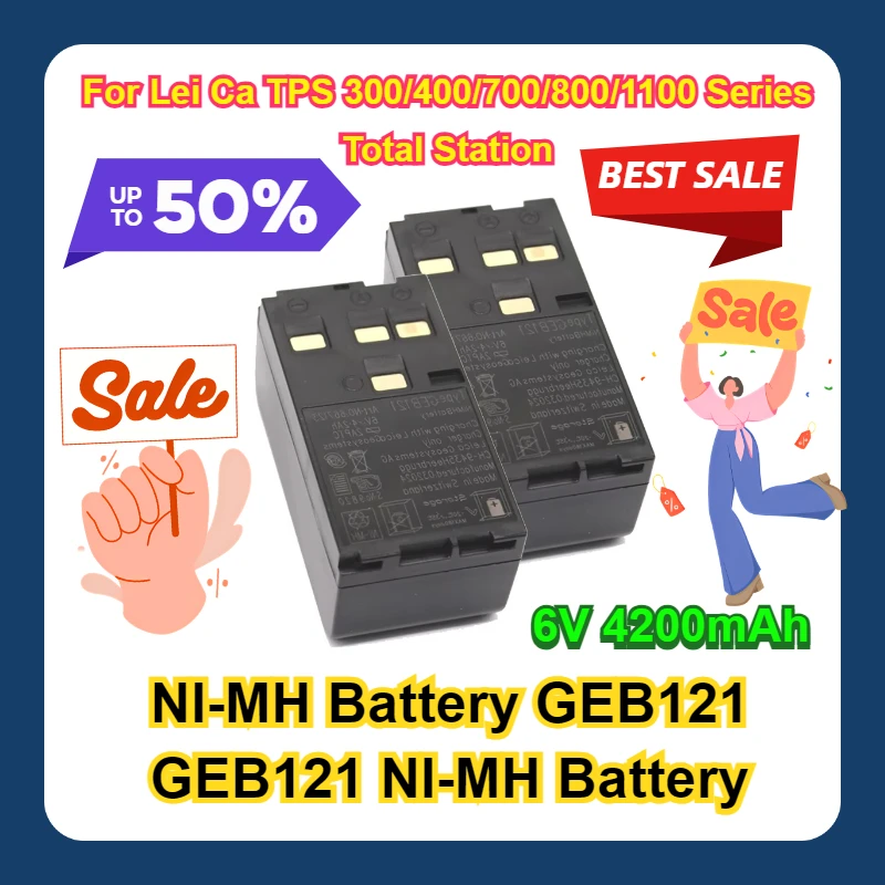 NI-MH Battery GEB121 GEB121 NI-MH Battery For Lei Ca TPS 300/400/700/800/1100 Series Total Station 6V 4200mAh