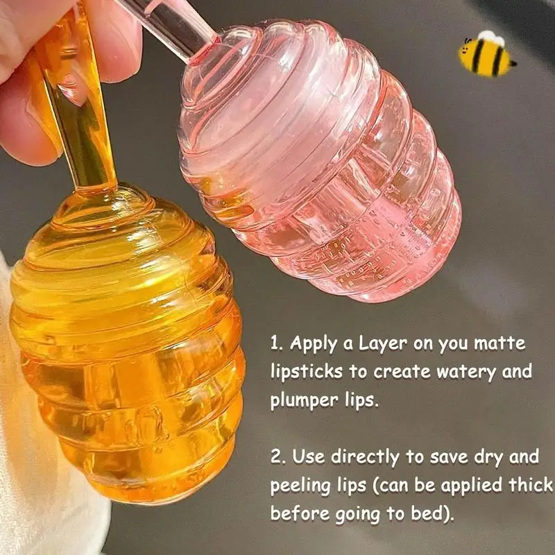 Lovely Honey Pot Lip Oil Honey Peach Lip Care Moisturizing Unisex Lip Balm Fade Lip Lines Lip Masks Fresh Fruit Lip Balm