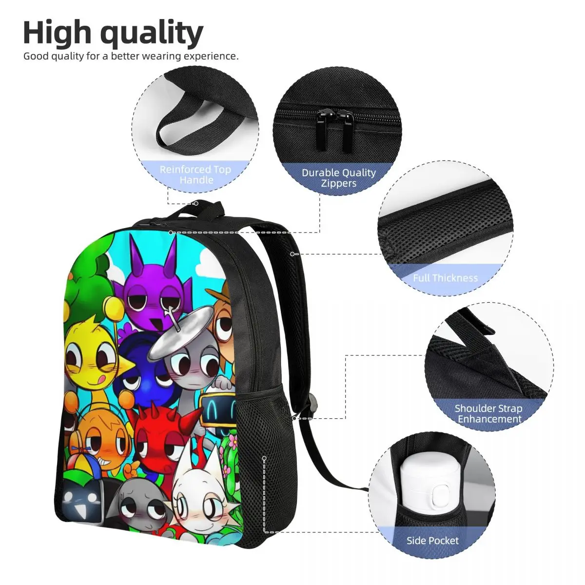 Kid's Gaming Sprunki Cartoon Backpack Preschool Kindergarten School Bags for Boys and Girls