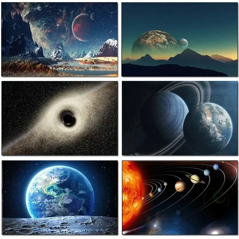 1PC Large-sized frameless canvas paintings,Planets Universe Galaxy Wall Art Stars Landscape Canvas Painting Posters Prints Space