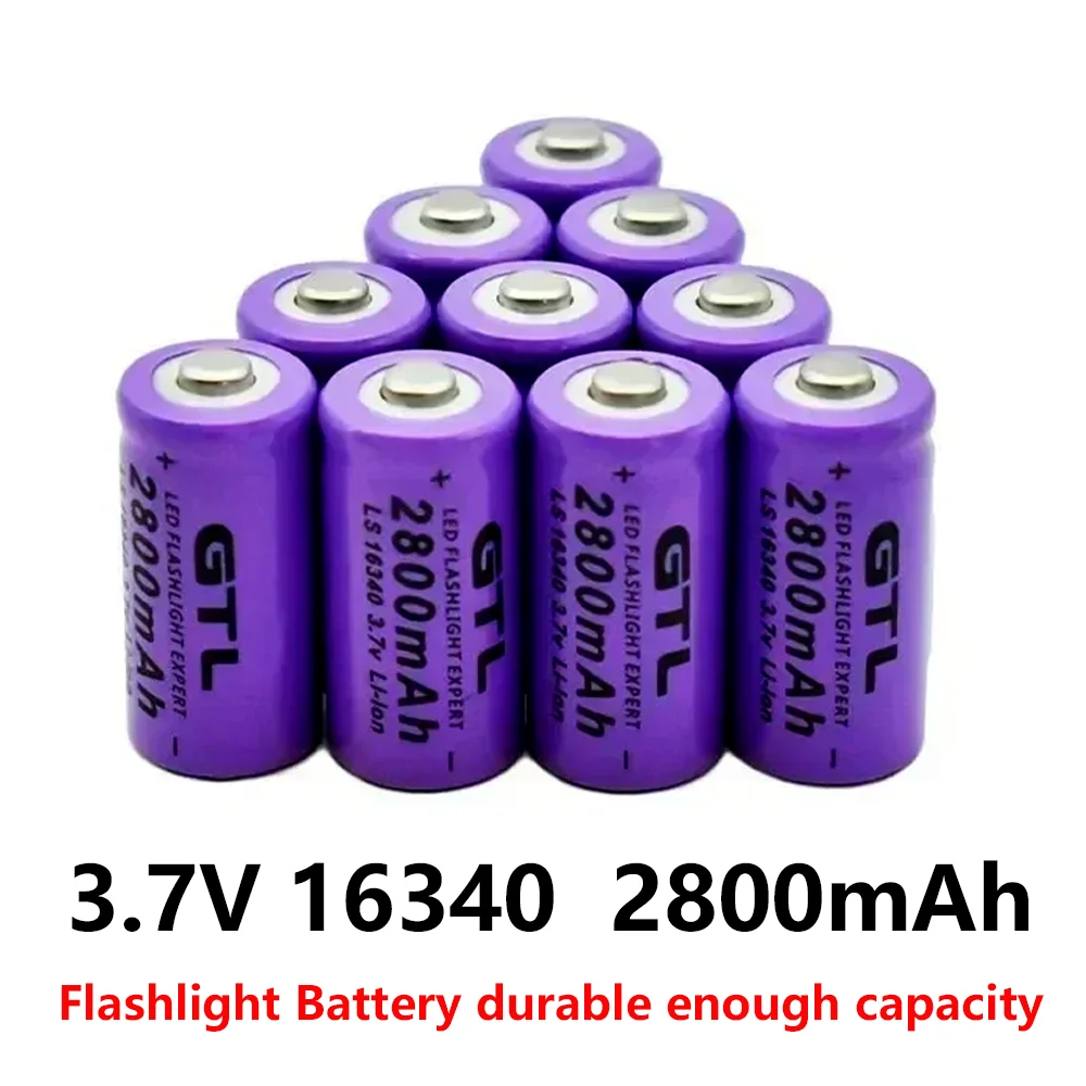 16340 Battery 3.7V 2800mAh Li-ion CR123 CR123A Rechargeable Batteries for Laser Pen LED Flashlight Camera