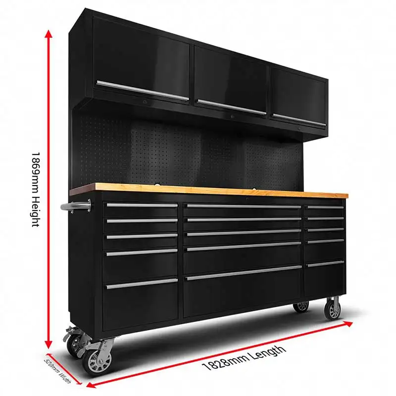 Tool Chest on Wheels 72 in Clearance Garage Tool Cabinets with Drawers Thickness Rubber Wood on Top Rolling Toolbox Tool Chest
