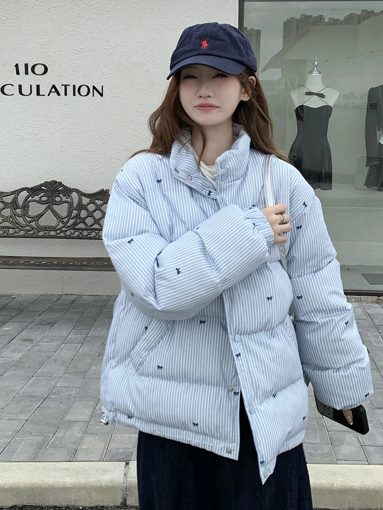 

Casual Women's Print Cotton Parkas Zipper Stand Collar Zipper Pockets Full Sleeve Warm Padded Jacket Winter New in Coats C166