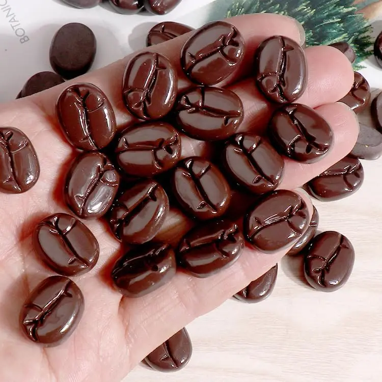 100 Pcs Fake Coffee Beans Resin Coffee Beans Simulation Mini Coffee Beans Decor, Faux Coffee Beans for DIY Crafts