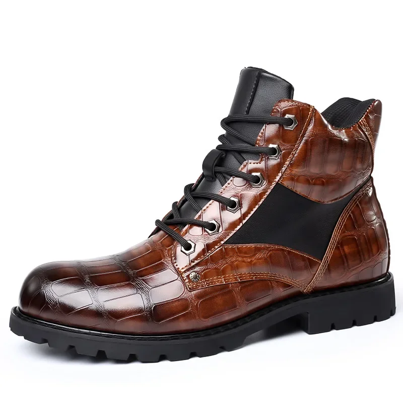 Botas de tacón cuadrado para hombre, zapatos de vestir, diseño de ocio, moda, diseñador, Otoño e Invierno