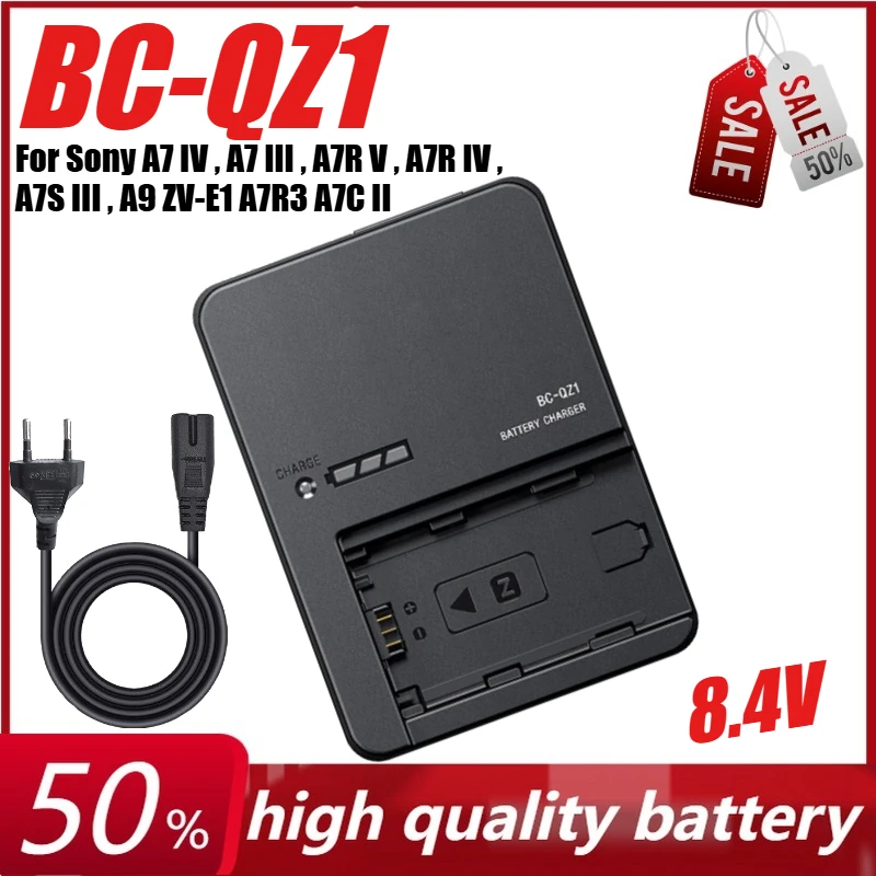 

8.4V BC-QZ1 Battery Charger for Sony A7 IV A7 III A7R V A7R IV A7S III A9 ZV-E1 A7R3 A7C II NP-FZ100