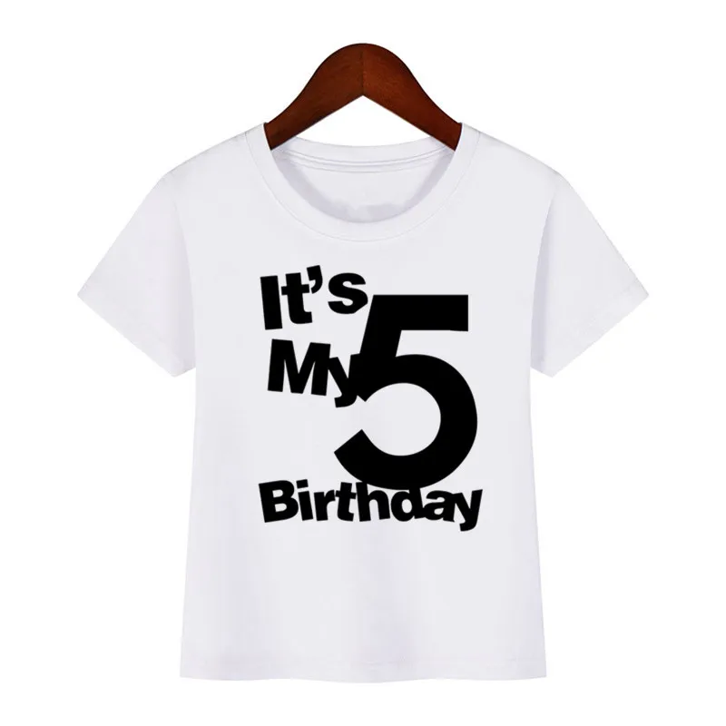 T-Shirts Children\'s Sets Clothing Kids Funny 5th Birthday T Shirt Toddler Boys Girls Short Sleeve T Shirt Children Casual Top