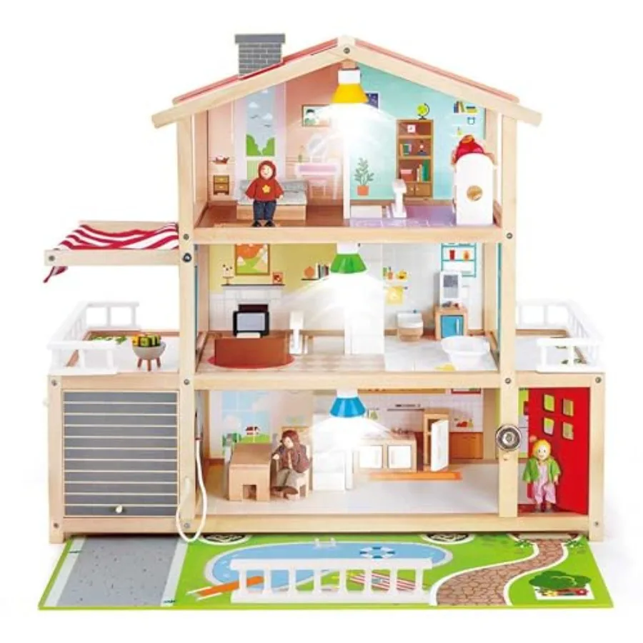 

Hape Doll Family Mansion Award Winning 10 Bedroom Doll House Wooden Play Mansion with Accessories for Ages 3+ Years
