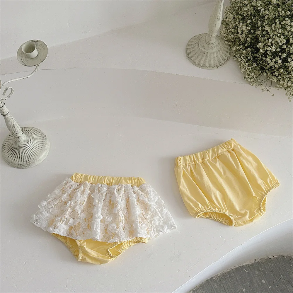 

Newborn Baby Girl Cotton Sweet Baby PP Shorts Mesh Flower Infant Toddler Child Cute Bud Shorts Suit Summer Baby Clothes 3M-9T