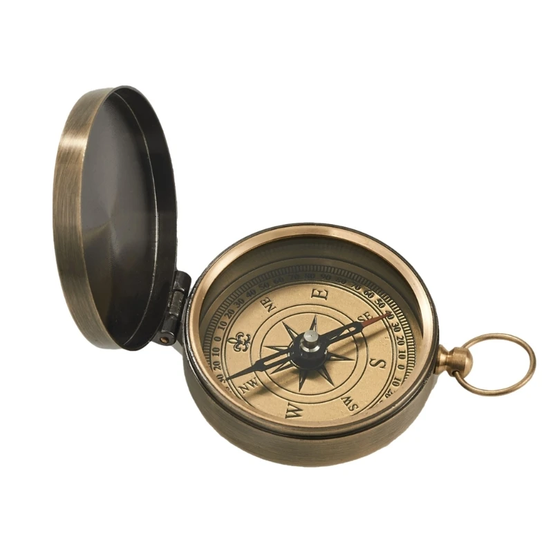 Multifunctional Direction Compasses Pocket Watch Flipping Open Survival Compasses Pocket Watch Compasses with Keyring