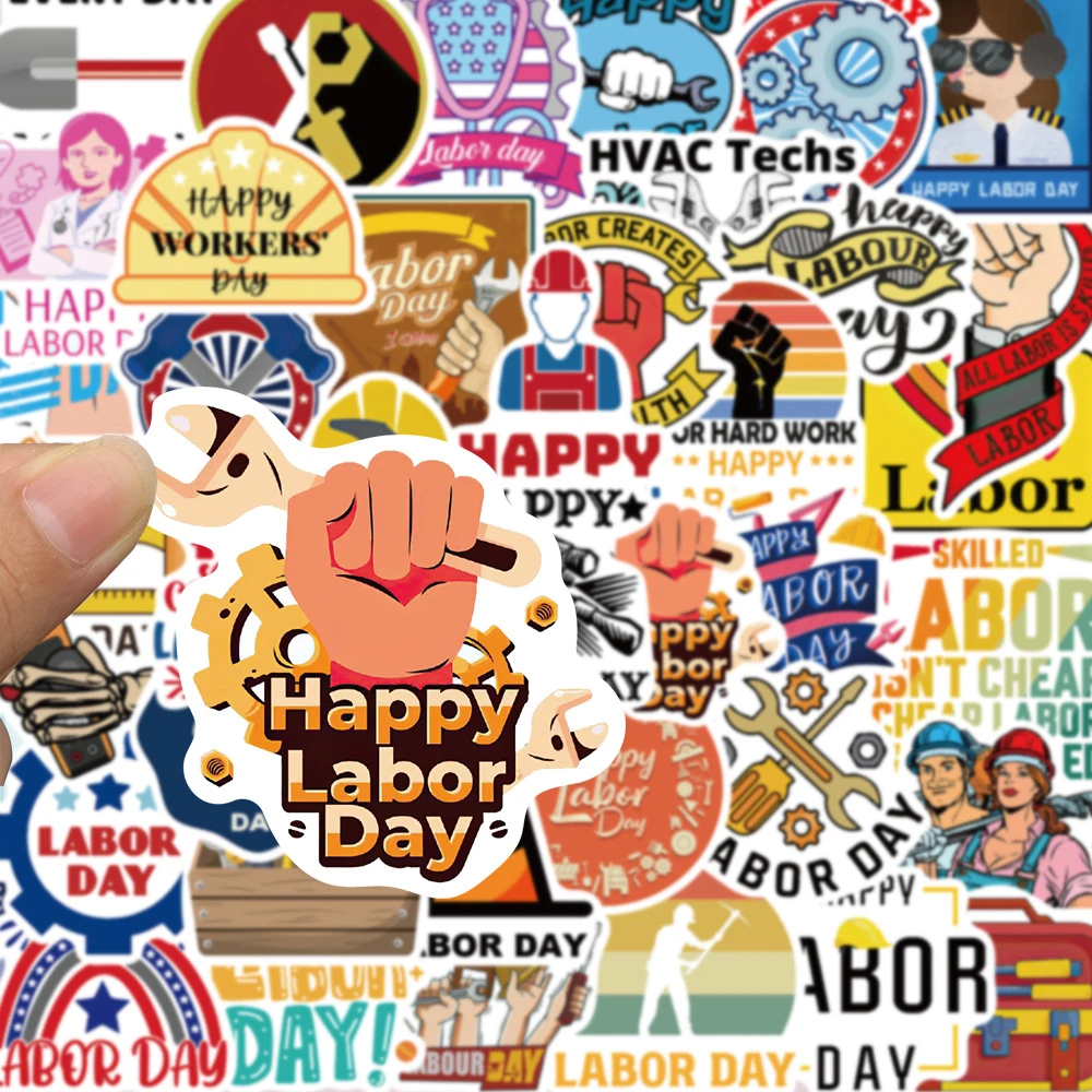 

10/30/50pcs DIY Labor Day Cartoon Stickers Waterproof Graffiti Sticker for Bike Laptop Bottle Phone Wall Vinyl Decoration Decals