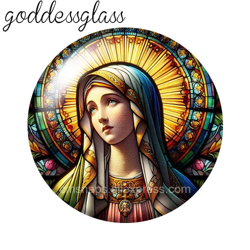 Christian Virgin Mary Icon Faith Blessed you 10pcs 12mm/18mm/20mm/25mm Round Photo glass cabochon demo flat back Making findings