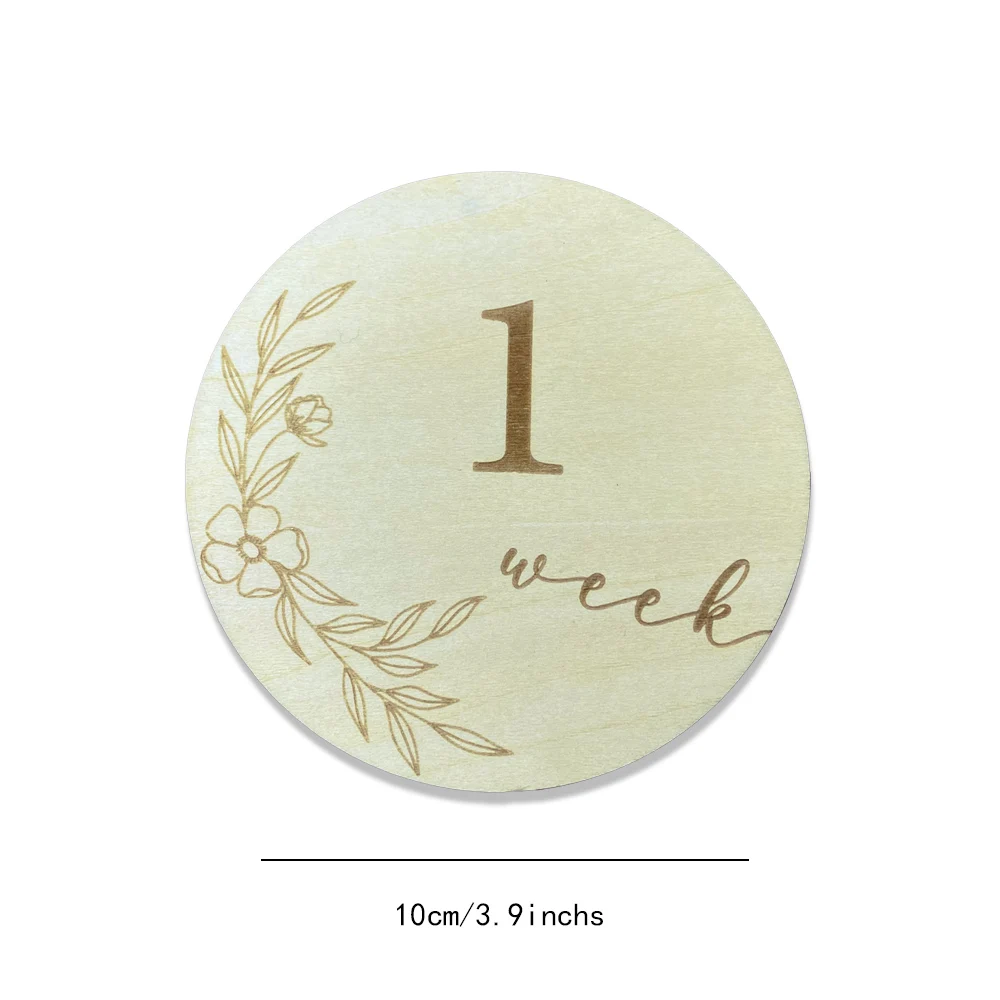 Wooden Baby Monthly Milestone Photo Cards, Prop Milestone Discs, Baby And Pregnancy Growth Announcement Cards