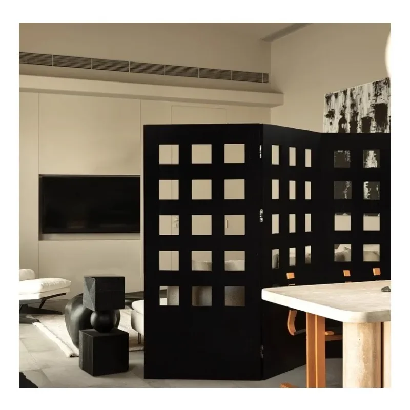 Retro wabi silent wind folding screen bed and breakfast living room partition Internet celebrities