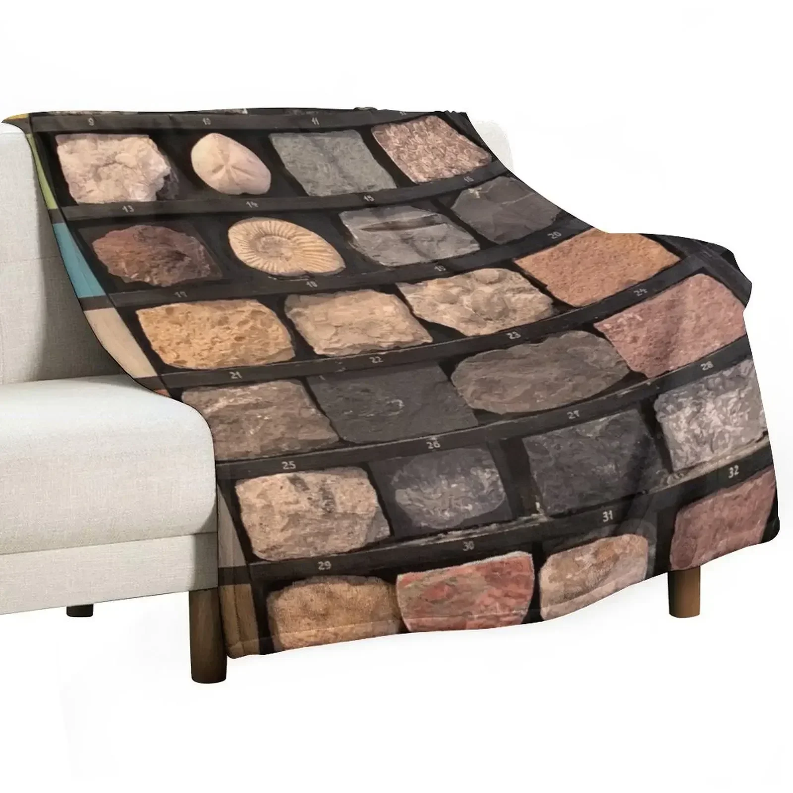 Geological Rock Samples from a School Throw Blanket Soft Beds Luxury Plaid Nap blankets and throws Cute Plaid Blankets