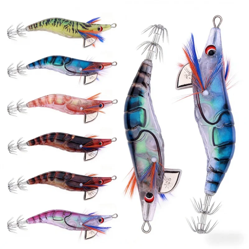 12.1gArtificial Shrimp Lure 10.2cmSlow sinking2.5Seconds Special Squid Bait for Sea Fishing of Bass and Redfish
