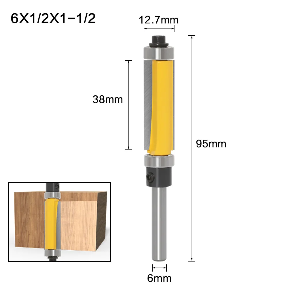 1PC 1/4" 6.35MM 6MM Shank Milling Cutter Wood Carving Double Bearing Trimming Cutter Double Edge Straight Router Bit Woodworking