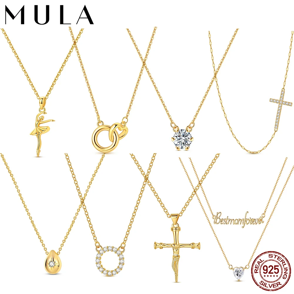 

Оригинальное колье Mula Golden из стерлингового серебра 925 пробы с крестом и цирконами, подходит для оригинальных шармов, для женщин, ювелирные изделия, подарок своими руками