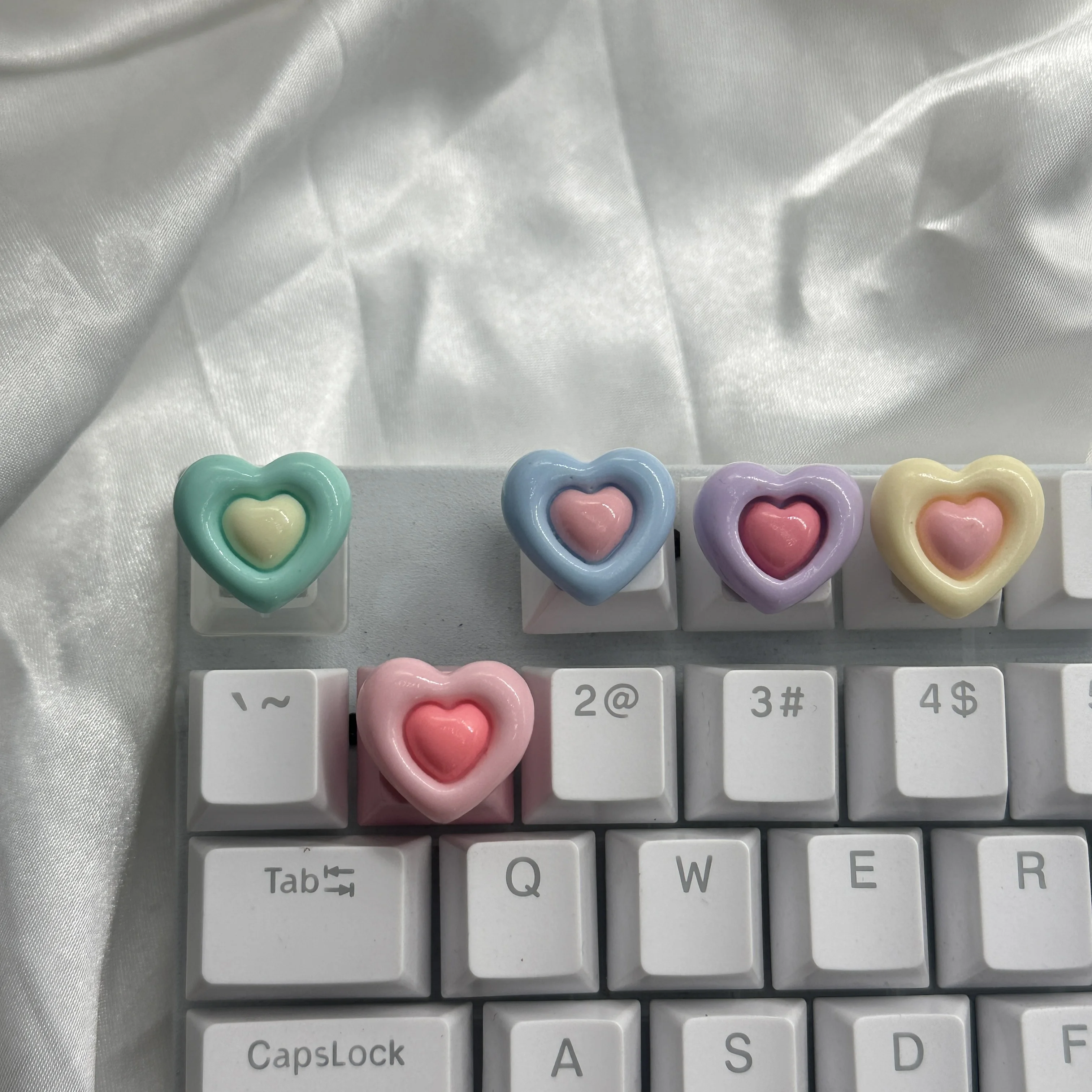 DIY Cute Macaron Love Half Transparent Pink Cross Mechanical Keyboard ESC Base Keycaps