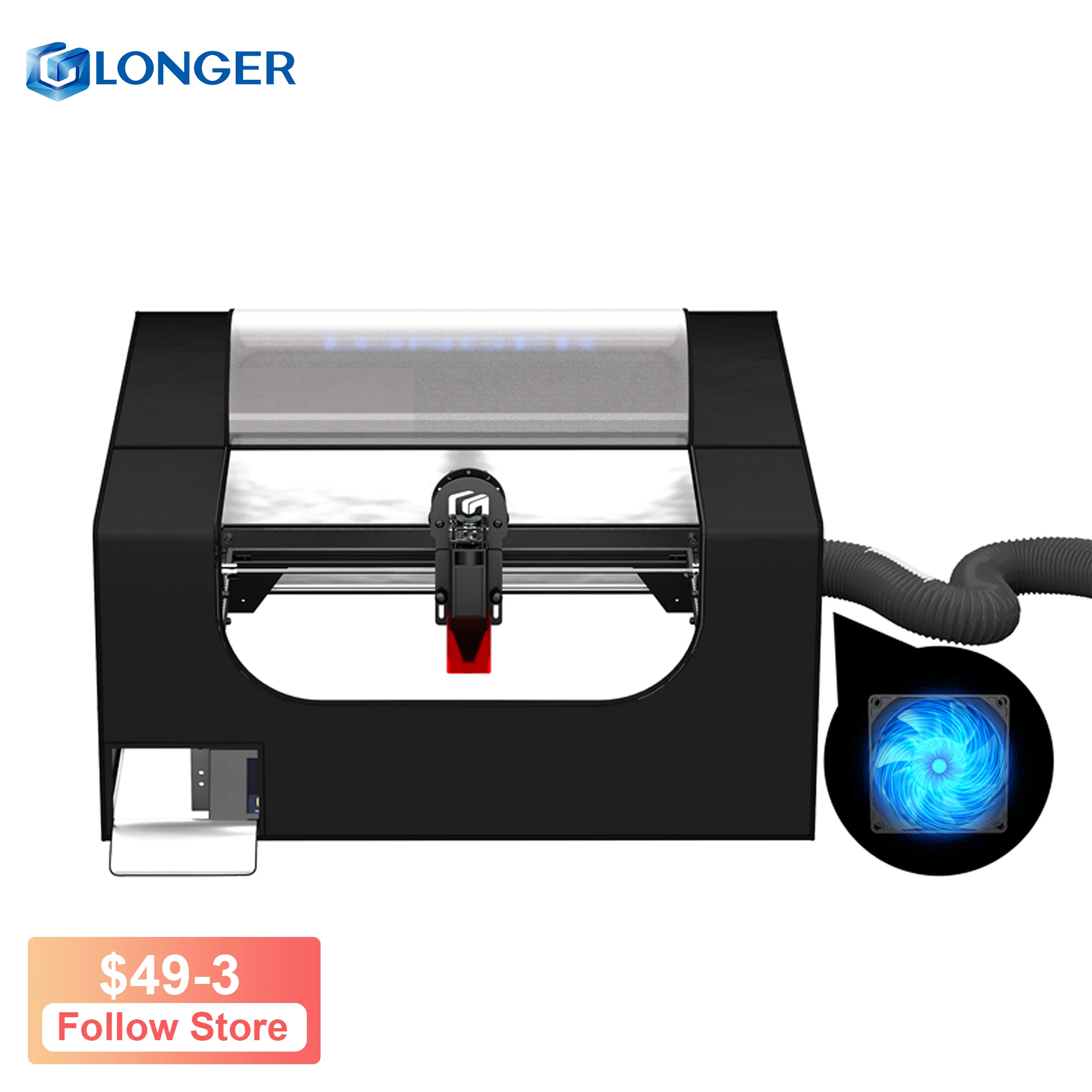 

Longer Laser Engraver Enclosure With Exhaust Fan Pipe Flame-retardant glass fiber cloth plus heat insulated silicone coating