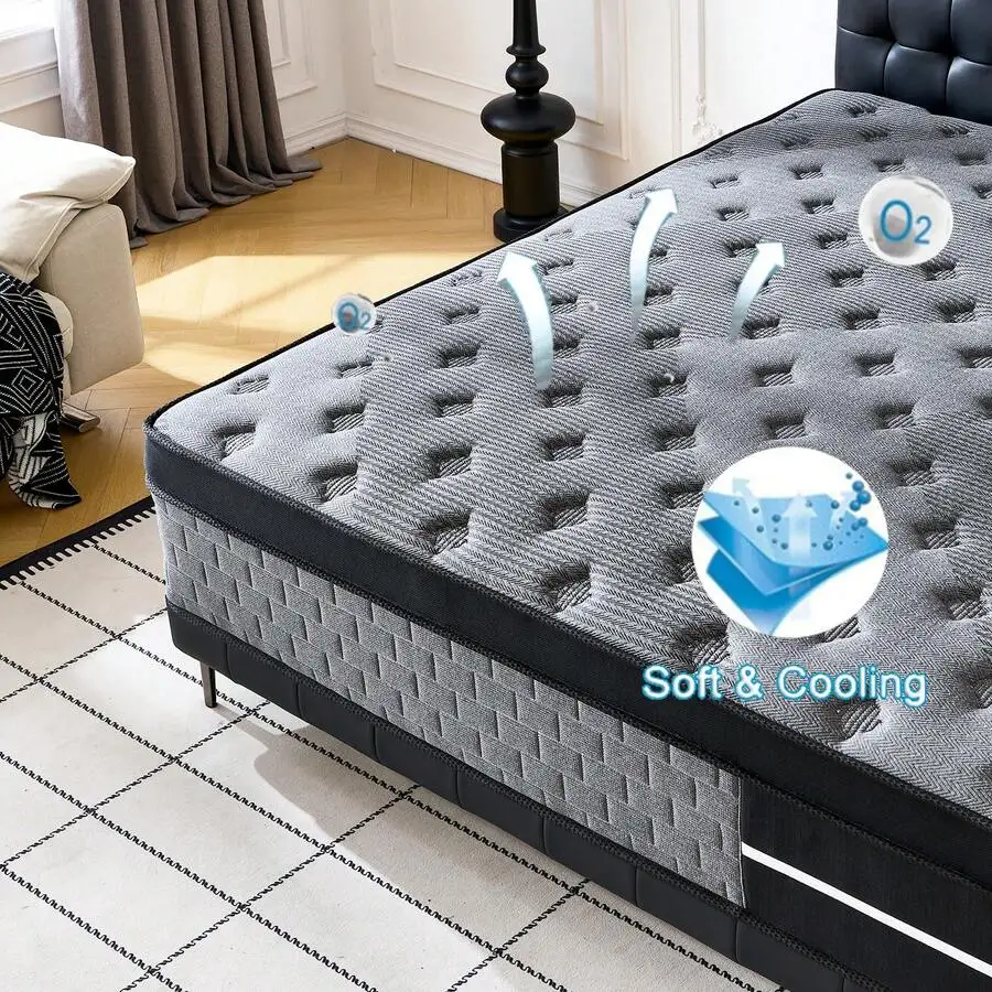 8/12/14 Inch Memory Sponge Mattress With Bagged Springs, Medium Softness And Hardness, Queen Size Mattress,King Sizes Mattress,