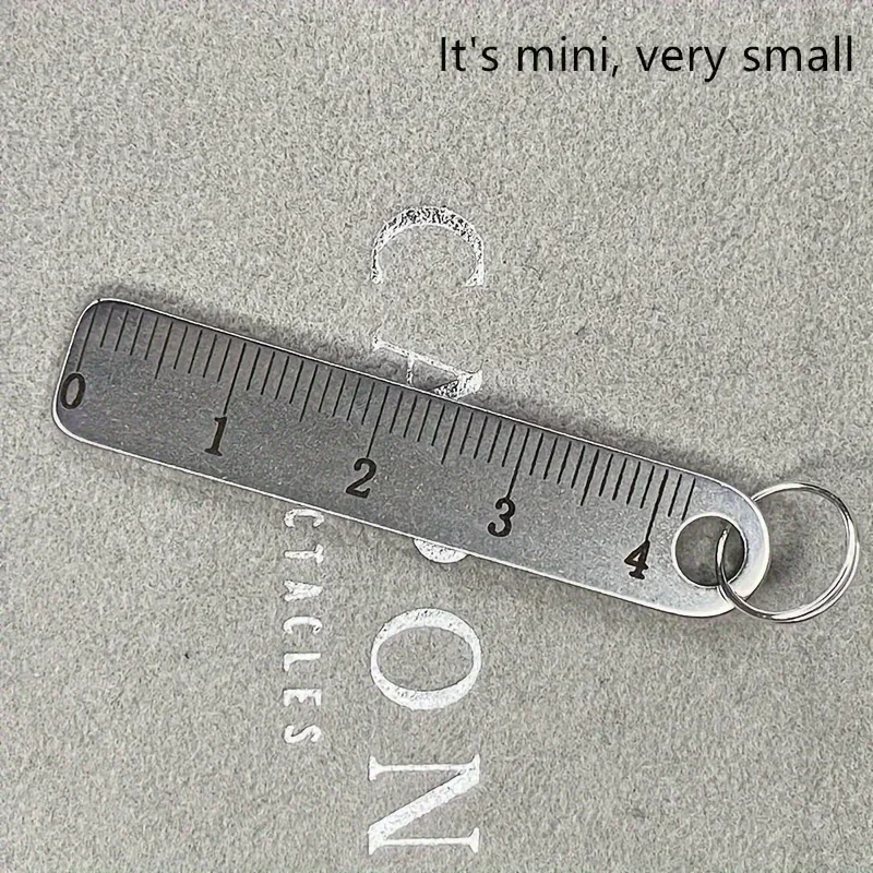 1/2pcs stainless steel mini ruler keychain - measuring tool for office and school supplies Portable Straight ruler pendant