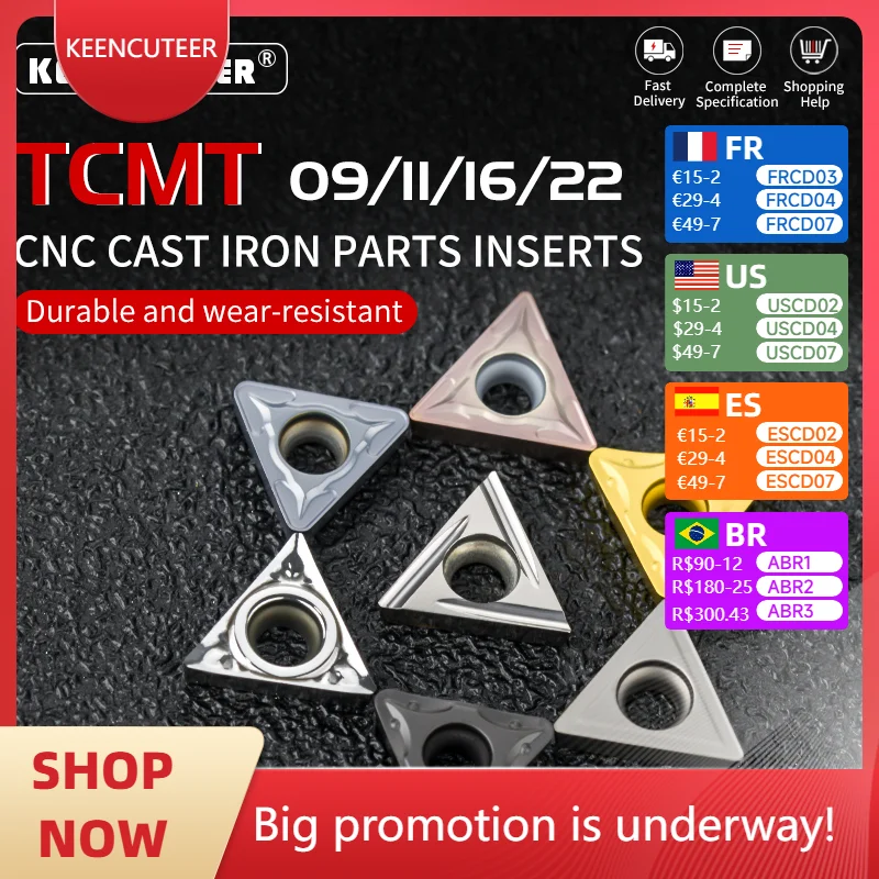 

TCMT Cast Iron Special Blade TCMT090204/08 TCMT110204/08 TCMT16T304/08 TCMT220408 TM TR YZ5115 CNC Lathe Outer Round Cutter Tool