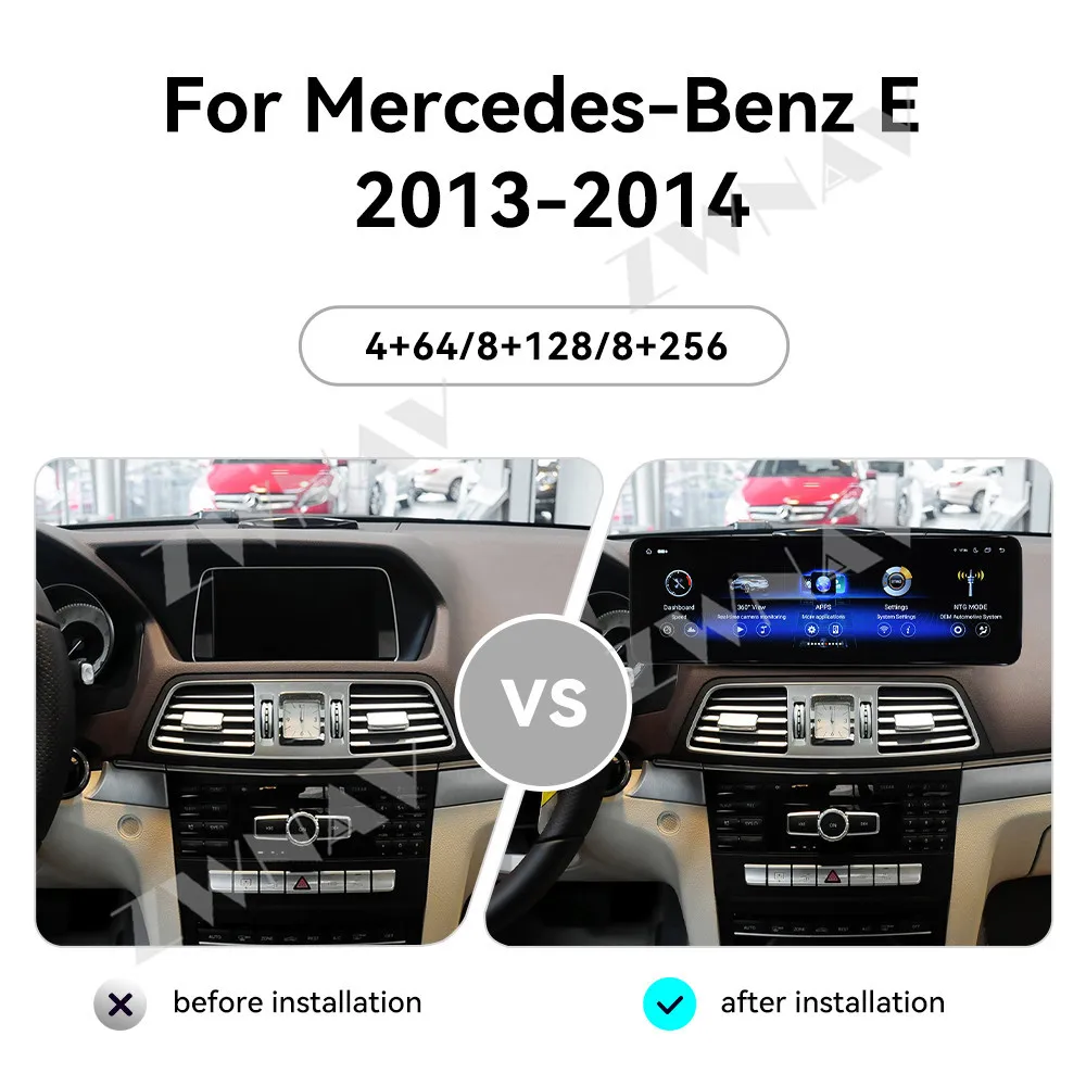 ZWNAV Android 14 Car Radio For Mercedes-Benz E 2013-2014 Wireless CarPlay Android Auto DSP Sound GPS Navigation WIFI 4G System