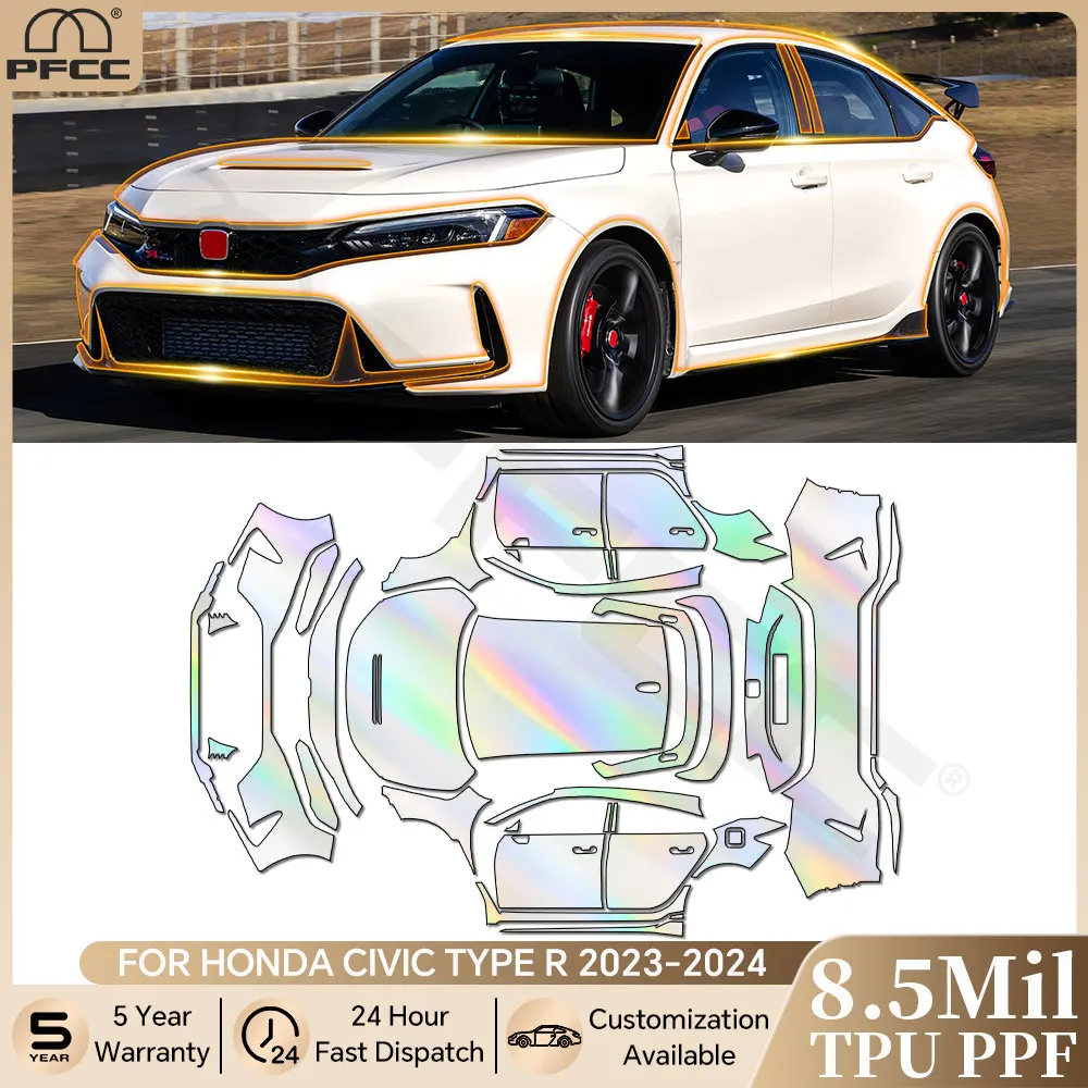 

For Honda Civic Type R 2023-2025 8.5Mil TPU Paint Protection Film Anti-scratch Car Clear Bra Pre-cut PPF Resistant Invisible Kit