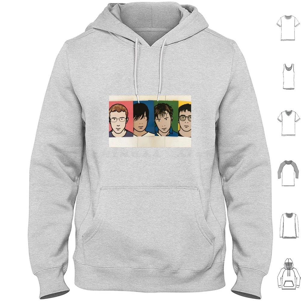 Sudadera con capucha de banda borrosa de algodón de manga larga banda borrosa obra de arte banda borrosa elástica álbum de música registro vinilo artista disco de vinilo