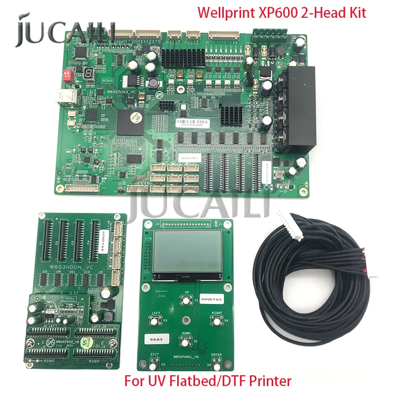 

Комплект плат JUCAILI XP600 с 2 головками для планшетных УФ/DTF-принтеров Wellprint W802TOA3-VC/W803HDON-VC: материнская плата + плата каретки + кабели