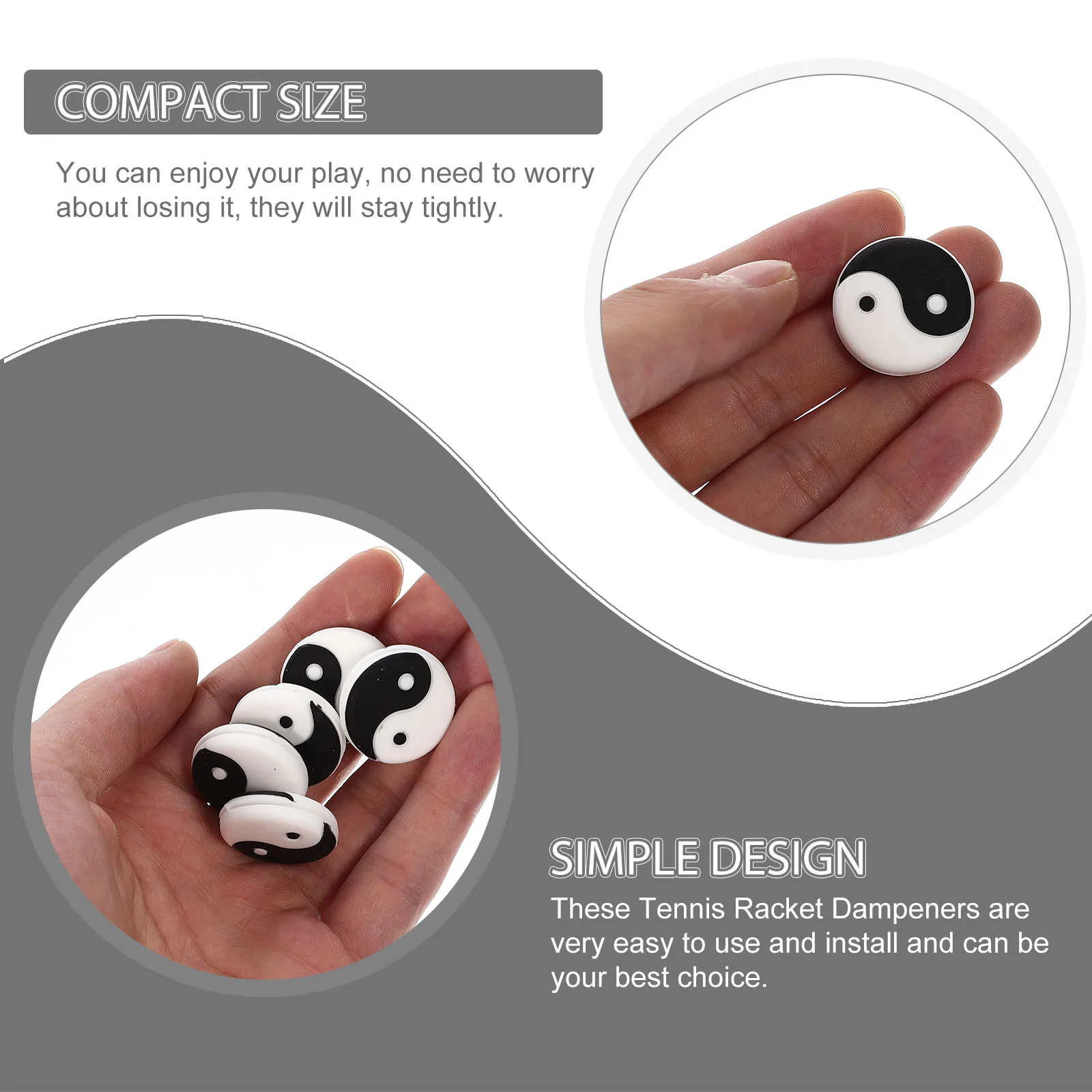 

8Pcs Tennis Racket Dampeners High-Grade Silicone Shock Absorbers Vibration Reduction Tai Chi Pattern Tennis Racket Accessories