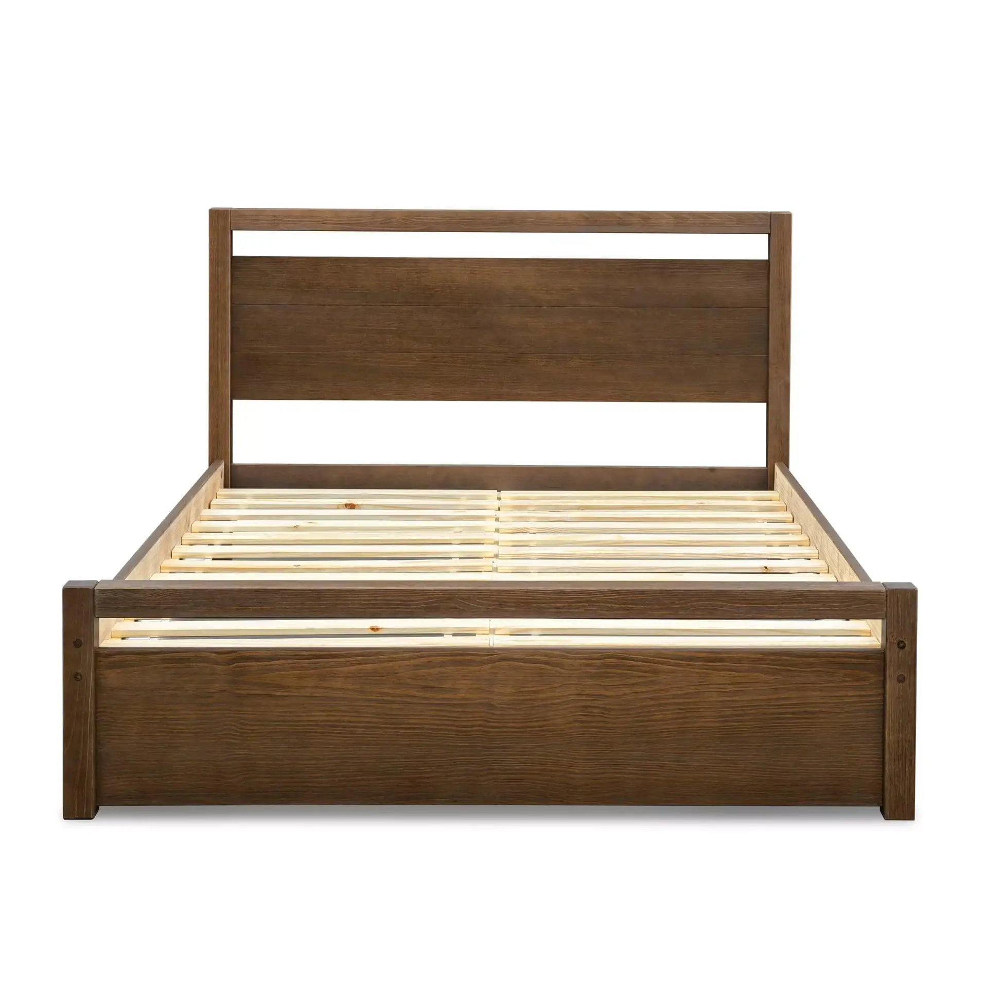 Loft Queen Size Solid Wood Bed, Brushed Mocha