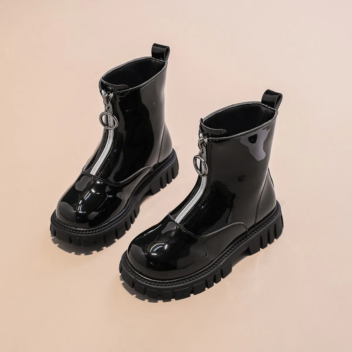 Kids Ankle Boots for Boys Girls Unisex Rubber Boots British Style Glossy Leather Shoes Fashion Classic Chelsea Boots Winter New