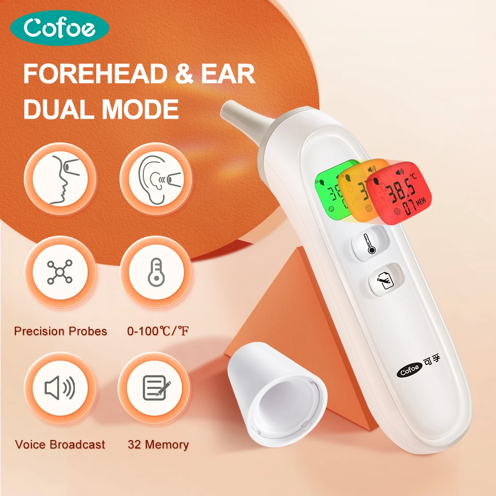 Cofoe Infrared Digital Thermometer Forehead Ear Body Fever Termometre Multi-function Non-contact Temperature Measurement Device