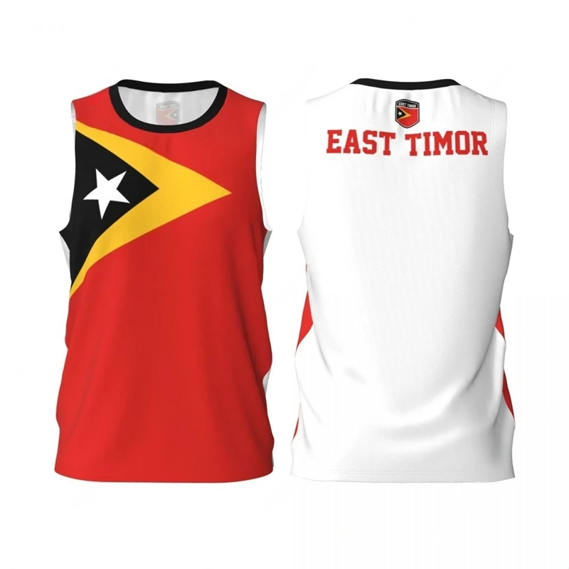 Fashion East Timor Flag Graphic Basketball Tank Tops Summer Casual 3D Printed Outdoor Sports Vest Loose Quick Dry Breathable Tee